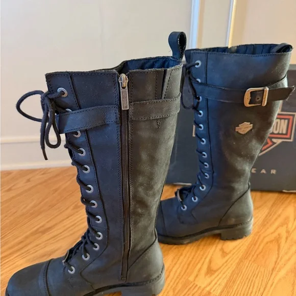 Harley-Davidson Black Tall Lace-Up Boots - Picture 2 of 4